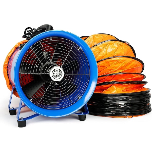 Edendirect 12 in. 1-Speed Heavy Duty Drum Fan in Blue with 3350 RPM, Button Control - IR-TY-ZLFJ-TZ