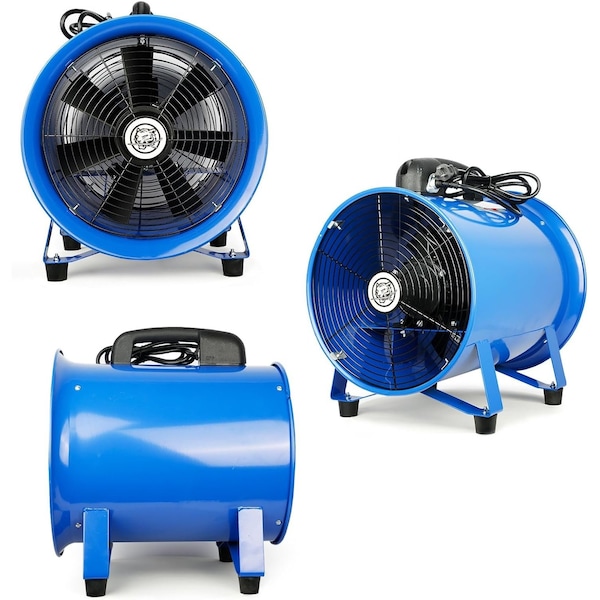 Edendirect 12 in. 1-Speed Heavy Duty Drum Fan in Blue with 3350 RPM, Button Control - IR-TY-ZLFJ-TZ