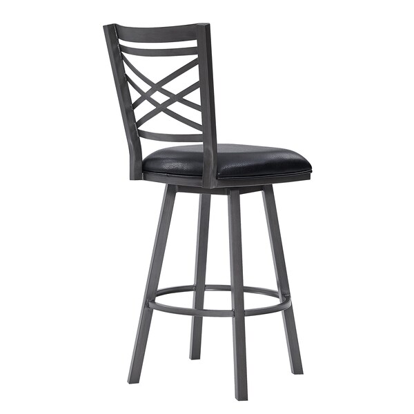 Armen Living Fargo 26" Counter Height Metal Barstool in Mineral Finish with Black Faux Leather - LCFA26BAMFBL