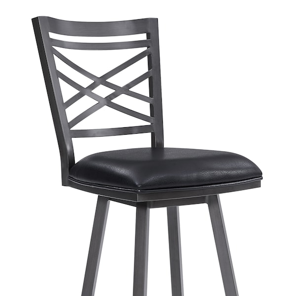 Armen Living Fargo 26" Counter Height Metal Barstool in Mineral Finish with Black Faux Leather - LCFA26BAMFBL