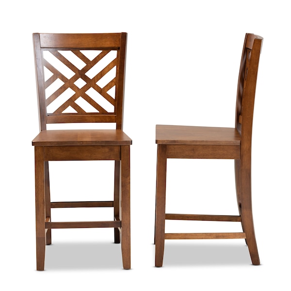 Baxton Studio Caron Modern and Contemporary Transitional Walnut Brown Finished Wood 2-Piece Counter Stool Set - 180-11433-ZORO