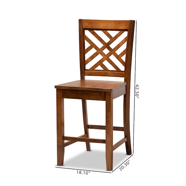 Baxton Studio Caron Modern and Contemporary Transitional Walnut Brown Finished Wood 2-Piece Counter Stool Set - 180-11433-ZORO