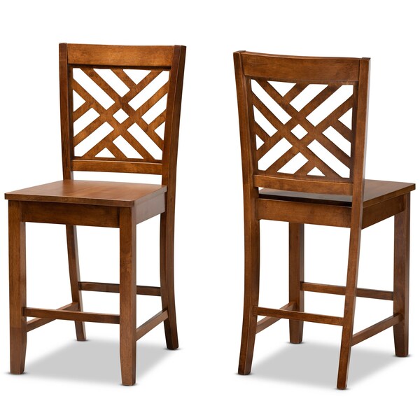 Baxton Studio Caron Modern and Contemporary Transitional Walnut Brown Finished Wood 2-Piece Counter Stool Set - 180-11433-ZORO