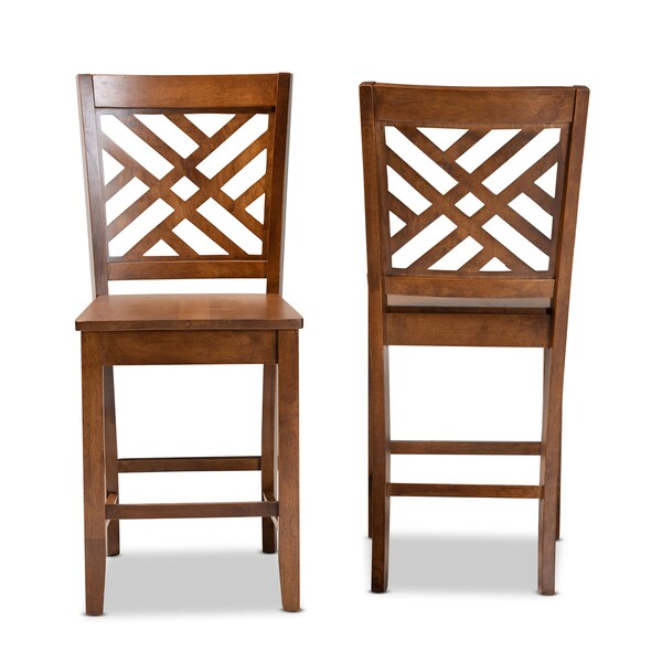Baxton Studio Caron Modern and Contemporary Transitional Walnut Brown Finished Wood 2-Piece Counter Stool Set - 180-11433-ZORO