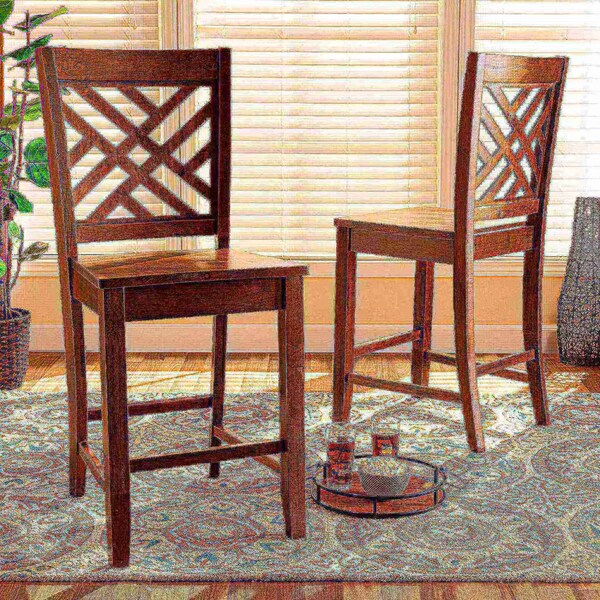 Baxton Studio Caron Modern and Contemporary Transitional Walnut Brown Finished Wood 2-Piece Counter Stool Set - 180-11433-ZORO