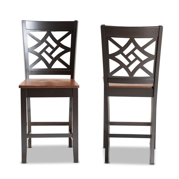 Baxton Studio Nicolette Modern Two-Tone Dark Brown and Walnut Brown Finished Wood 2-PC Counter Stool Set - 176-11425-ZORO