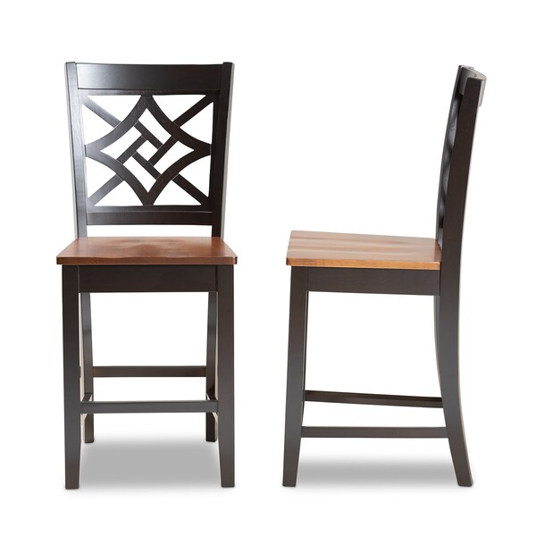 Baxton Studio Nicolette Modern Two-Tone Dark Brown and Walnut Brown Finished Wood 2-PC Counter Stool Set - 176-11425-ZORO