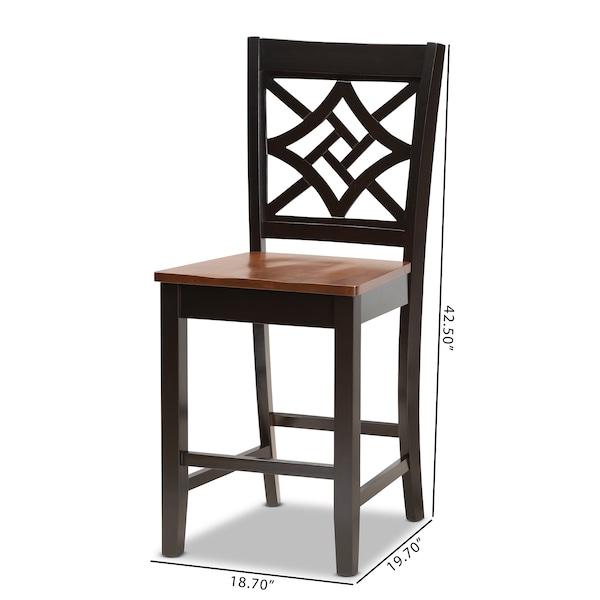 Baxton Studio Nicolette Modern Two-Tone Dark Brown and Walnut Brown Finished Wood 2-PC Counter Stool Set - 176-11425-ZORO