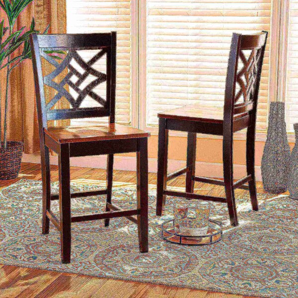 Baxton Studio Nicolette Modern Two-Tone Dark Brown and Walnut Brown Finished Wood 2-PC Counter Stool Set - 176-11425-ZORO