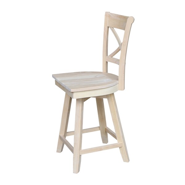 International Concepts Charlotte Counter Height Stool, 24" Seat Height, Swivel, Unfinished - S-312SW