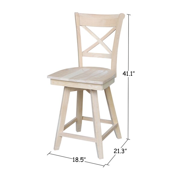 International Concepts Charlotte Counter Height Stool, 24" Seat Height, Swivel, Unfinished - S-312SW