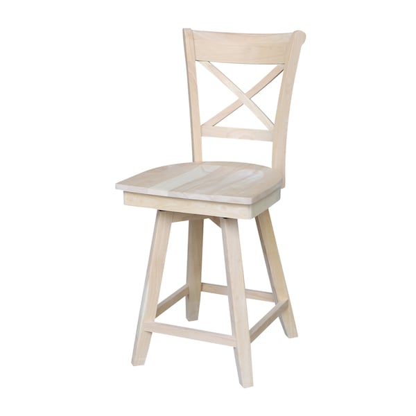 International Concepts Charlotte Counter Height Stool, 24" Seat Height, Swivel, Unfinished - S-312SW