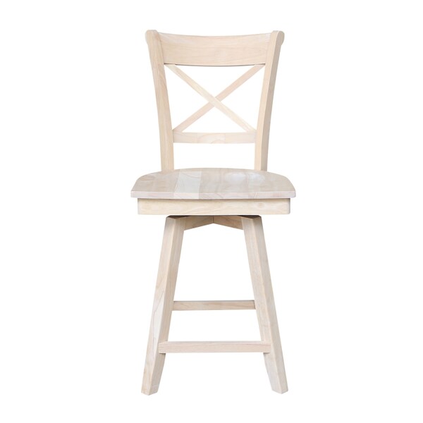 International Concepts Charlotte Counter Height Stool, 24" Seat Height, Swivel, Unfinished - S-312SW