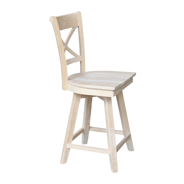 International Concepts Charlotte Counter Height Stool, 24" Seat Height, Swivel, Unfinished - S-312SW