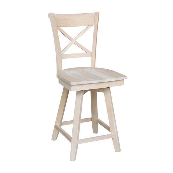 International Concepts Charlotte Counter Height Stool, 24" Seat Height, Swivel, Unfinished - S-312SW
