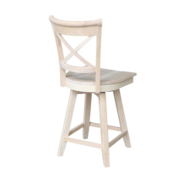 International Concepts Charlotte Counter Height Stool, 24" Seat Height, Swivel, Unfinished - S-312SW
