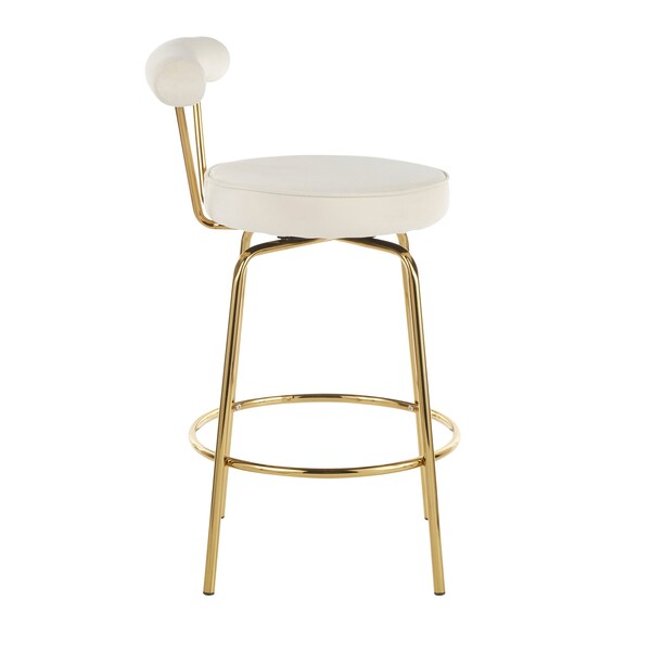 Lumisource Rhonda Counter Stool in Gold Metal and Cream Velvet, PK 2 - B26-RHONDA AUCR2