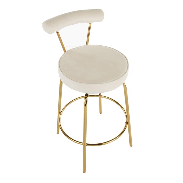 Lumisource Rhonda Counter Stool in Gold Metal and Cream Velvet, PK 2 - B26-RHONDA AUCR2