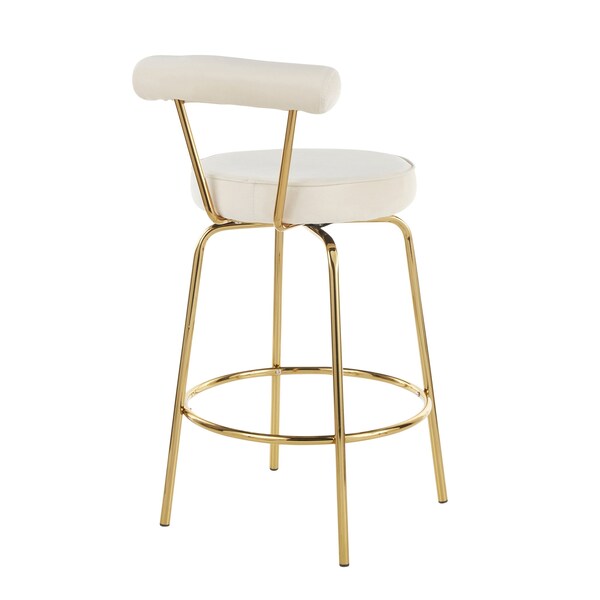 Lumisource Rhonda Counter Stool in Gold Metal and Cream Velvet, PK 2 - B26-RHONDA AUCR2