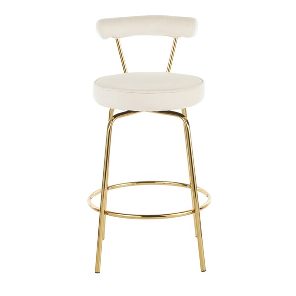 Lumisource Rhonda Counter Stool in Gold Metal and Cream Velvet, PK 2 - B26-RHONDA AUCR2