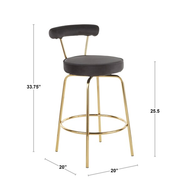 Lumisource Rhonda Counter Stool in Gold Metal and Cream Velvet, PK 2 - B26-RHONDA AUCR2