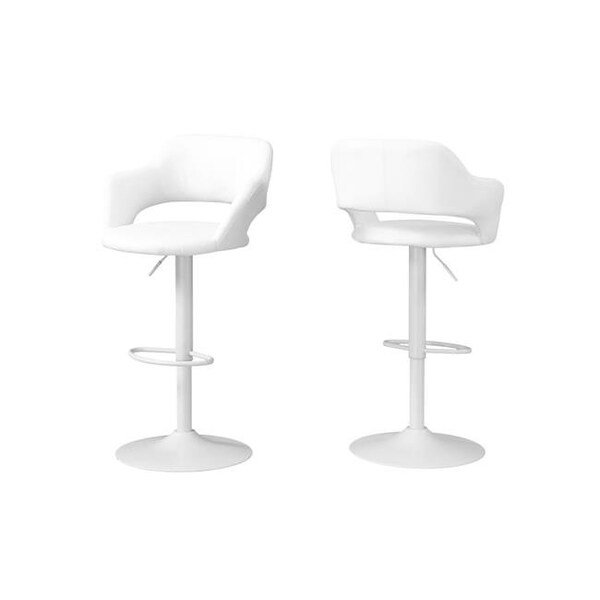 Monarch Monarch I 2382 Barstool - White & White Metal Hydraulic Lift - I 2382