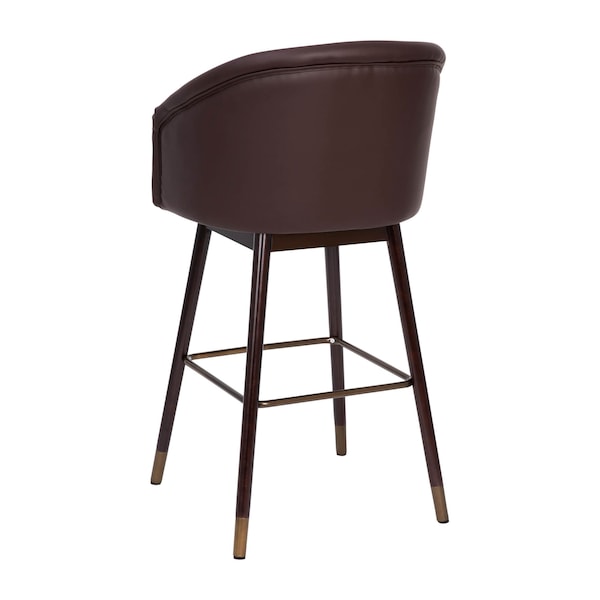 Flash Furniture 30" Brown LeatherSoft Barstool with Wood Legs, PK 2 - 2-AY-1928-30-BR-GG