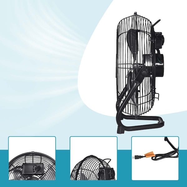 Edendirect High Velocity Heavy Duty Floor Fan, 12 in Blade Dia, 120 V, 1800 CFM - IR-W2815P201011
