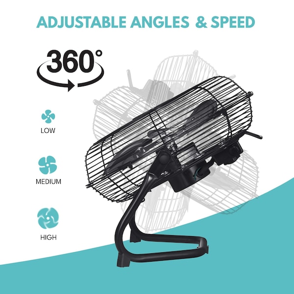 Edendirect High Velocity Heavy Duty Floor Fan, 12 in Blade Dia, 120 V, 1800 CFM - IR-W2815P201011