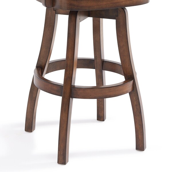 Armen Living Raleigh 26" Counter Height Swivel Kahlua Faux Leather and Chestnut Wood Arm Bar Stool - LCRABAARKACH26