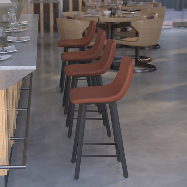Flash Furniture 24" Cognac LeatherSoft Counter Stools, PK 2 - CH-212069-24-BR-GG