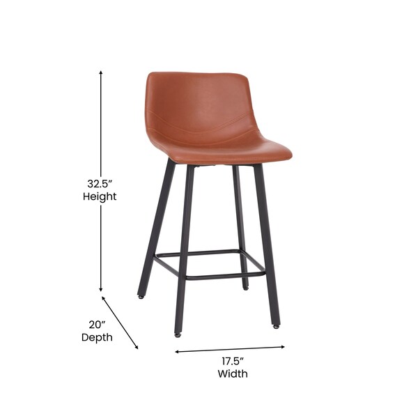 Flash Furniture 24" Cognac LeatherSoft Counter Stools, PK 2 - CH-212069-24-BR-GG