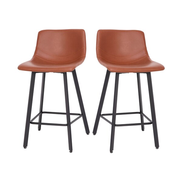 Flash Furniture 24" Cognac LeatherSoft Counter Stools, PK 2 - CH-212069-24-BR-GG