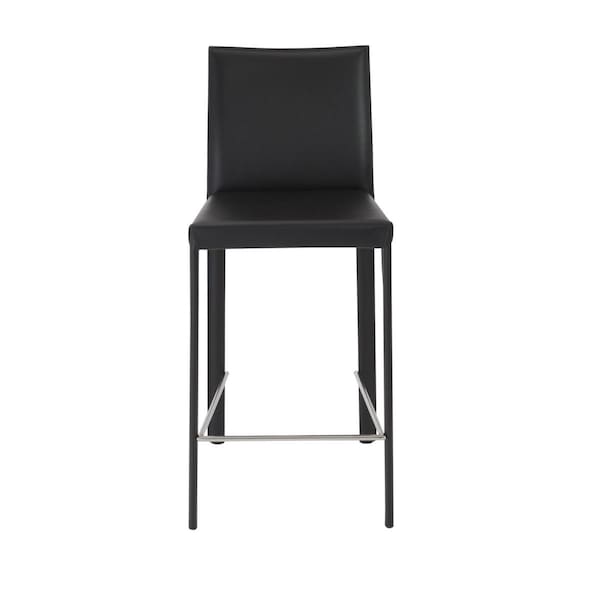 Homeroots Full Faux Leather Counter Stools, Black - Set of 2 - 400611