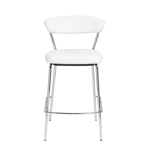 Homeroots Taper Faux Leather Counter Stools, White - Set of 2 - 400588