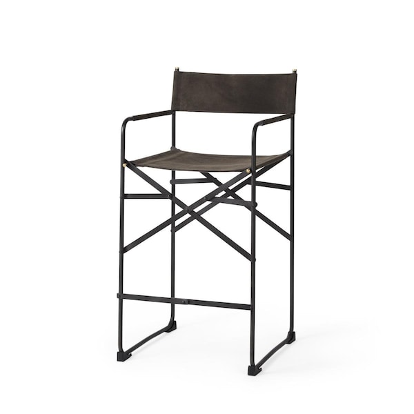 Gfancy Fixtures 40.15 x 19.29 x 19.29 in. Espresso Brown Leather Directors Chair Counter Stool - GF3097140