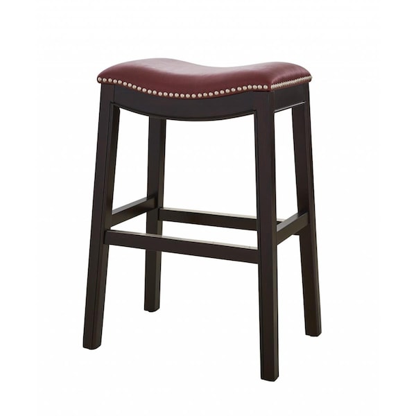 Gfancy Fixtures 25 in. Espresso & Red Saddle Style Counter Height Bar Stool - GF3089083