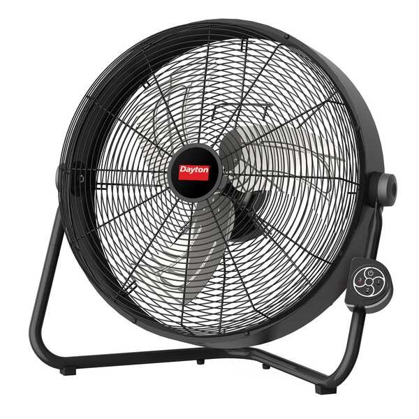Dayton Standard Duty Floor Fan, Floor Mount, 20 in Blade Dia, 120V, 2,460/2,590/2,815 cfm, Non-Oscillating - 19RR53