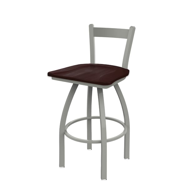 Holland Bar Stool Co 25" Low Back Swivel Counter Stool, Nickel Finish, Dark Cherry Maple Seat - 82125ANDCMPL