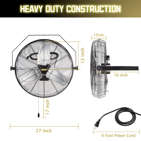 Edendirect Fan, Wall Mount, 24 in Blade Dia, 120V, 7,300/9,100 cfm - IR-FANW24