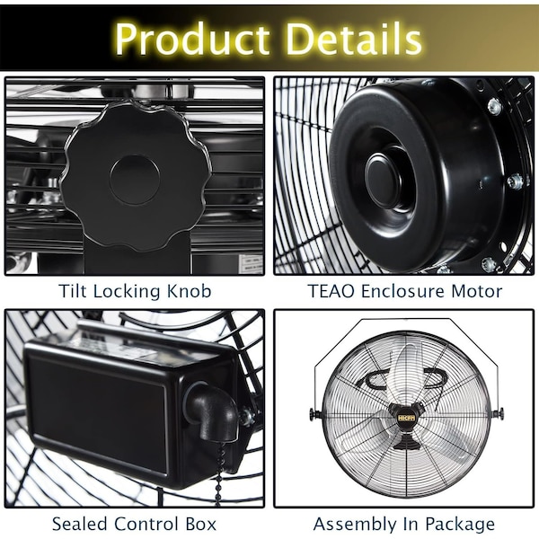 Edendirect Fan, Wall Mount, 24 in Blade Dia, 120V, 7,300/9,100 cfm - IR-FANW24