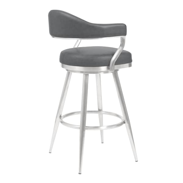 Armen Living Justin 26" Counter Height Swivel Vintage Gray Faux Leather Bar Stool - LCJTBABSVG26