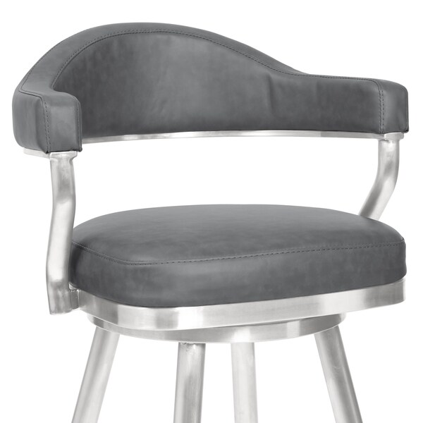 Armen Living Justin 26" Counter Height Swivel Vintage Gray Faux Leather Bar Stool - LCJTBABSVG26