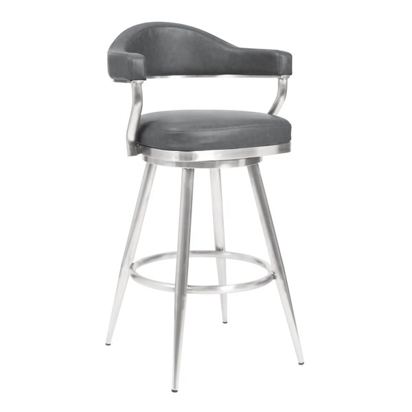 Armen Living Justin 26" Counter Height Swivel Vintage Gray Faux Leather Bar Stool - LCJTBABSVG26