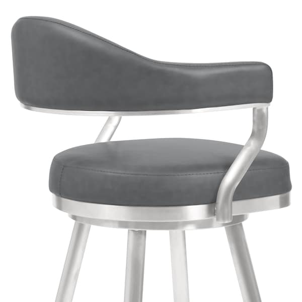 Armen Living Justin 26" Counter Height Swivel Vintage Gray Faux Leather Bar Stool - LCJTBABSVG26