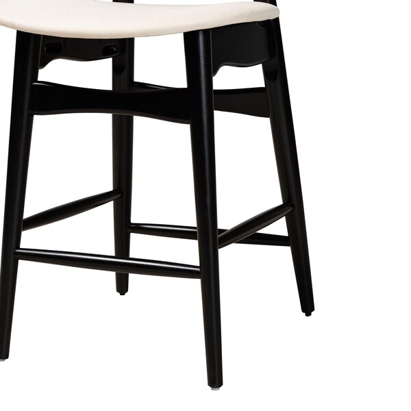Baxton Studio Tarana Mid-Century Modern Cream Fabric and Black Finished Wood 2-Piece Counter Stool Set, PR - 235-2PC-13309-ZORO