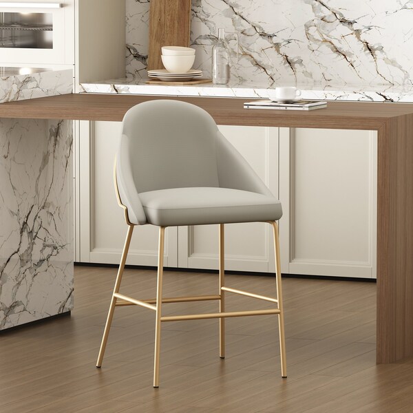 Manhattan Comfort Gracie Counter Stool  in Stone and Gold - CS019-GST
