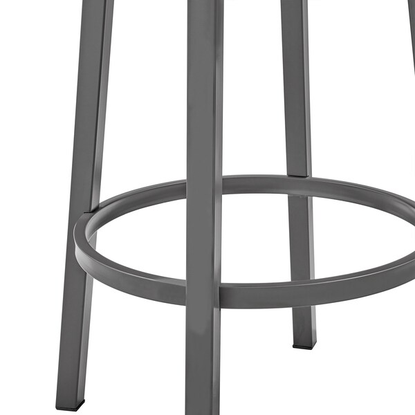 Armen Living Cohen 26" Counter Height Swivel Bar Stool in Java Silver Finish and Chocolate Faux Leather - 721535761944