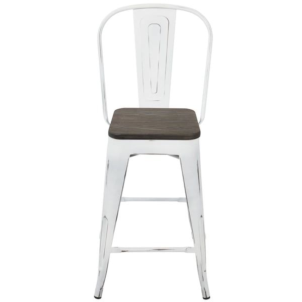 Lumisource Oregon High Back Counter Stool in Vintage White and Espresso, PK 2 - CS-ORHB VW+E2