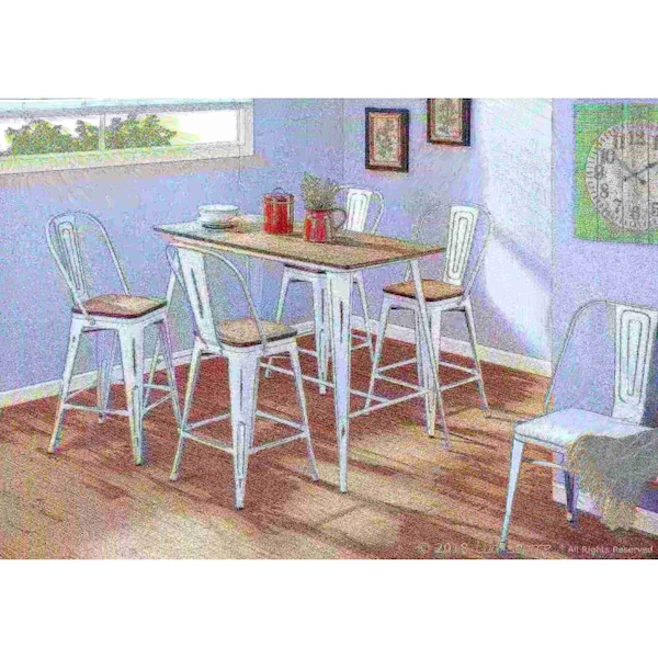 Lumisource Oregon High Back Counter Stool in Vintage White and Espresso, PK 2 - CS-ORHB VW+E2
